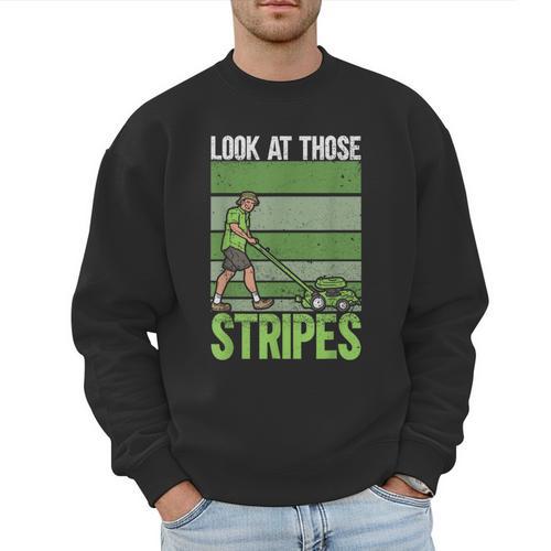 Look At Those Stripes Lawn Mowing Dad Lawn Mower Small Men Sweatshirt - Father's Day Fun