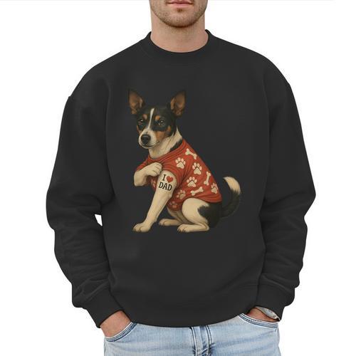I Love Dad Tattoo Rat Terrier Dad Men Sweatshirt - Father's Day Fun