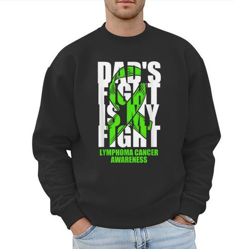 Lymphoma Cancer Awareness Lime Green Ribbon Dad's Fight Men Sweatshirt - Father's Day Fun
