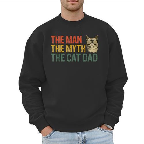 The Man The Myth The Cat Dad Cat Daddy Vintage Men Sweatshirt - Father's Day Fun