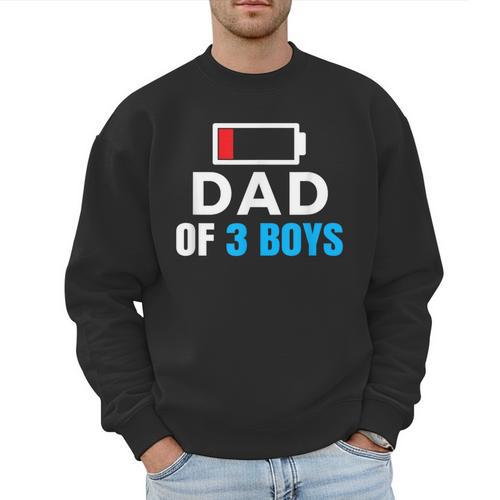 Matching Father's Day Low Battery Dad Of 3 Boys Men Sweatshirt - Father's Day Fun