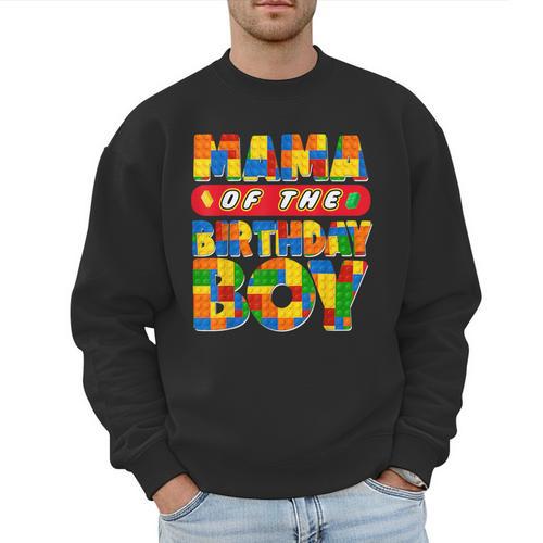 Mom And Dad Mama Birthday Boy Building Bricks Family Party Men Sweatshirt - Father's Day Fun