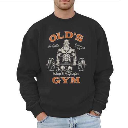 Old's Gym Logo Workout Dad Grandpa Weightlifting Old Men Gym Men Sweatshirt - Father's Day Fun