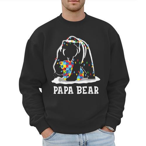 Papa Bear Autism Awareness Autism Matching Family Dad Men Sweatshirt - Father's Day Fun