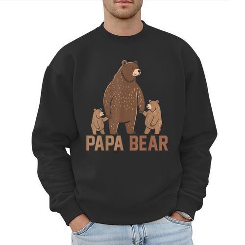 Papa Bear Dad Two Cubs Daddy Bear 2 Kids Father's Day Men Sweatshirt - Father's Day Fun