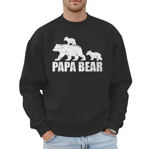Papa Bear Two Cubs Shirt Daddy Bear Twin Tshirt Papa 2 Kids Men Sweatshirt - Father's Day Fun