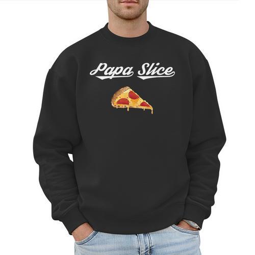 Papa Slice Pizza Belly Expectant Dad Pizza Pregnancy Reveal Men Sweatshirt - Father's Day Fun