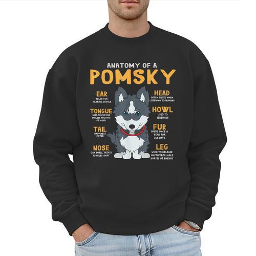 Pomsky Anatomy Dog Mom Dad Men Sweatshirt - Father's Day Fun