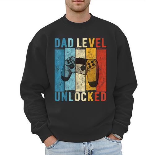 Pregnancy Announcement Dad Level Unlocked New Daddy Father Men Sweatshirt - Father's Day Fun