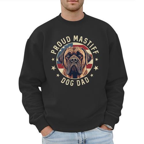 Proud Mastiff Dad American Flag Patriotic Mastiff Dad Men Sweatshirt - Father's Day Fun