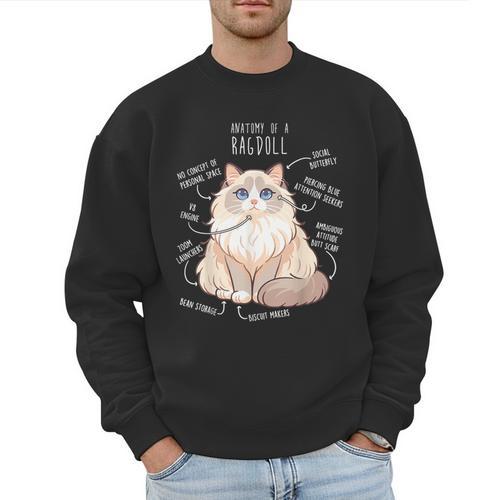 Ragdoll Cat Anatomy Cute Pet Mom Dad Cream Bicolor Men Sweatshirt - Father's Day Fun