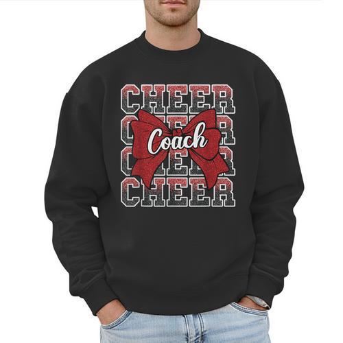 Red Sport Loud Proud Cheer Coach Dad Father's Day Men Sweatshirt - Father's Day Fun