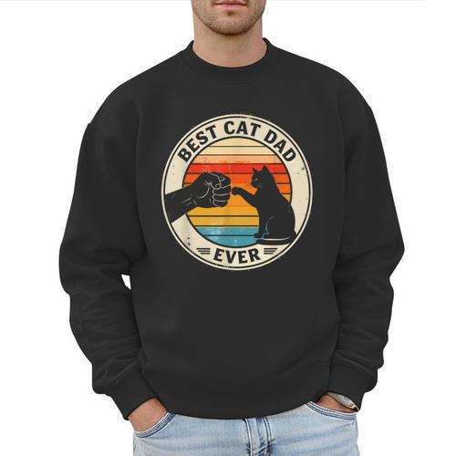 Retro Cat Dad Ever Cats Lovers For Men Women And Kids Men Sweatshirt - Father's Day Fun