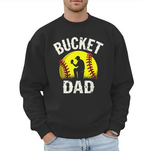 Retro Daddy Bucket Dad Softball Girl Men Sweatshirt - Father's Day Fun