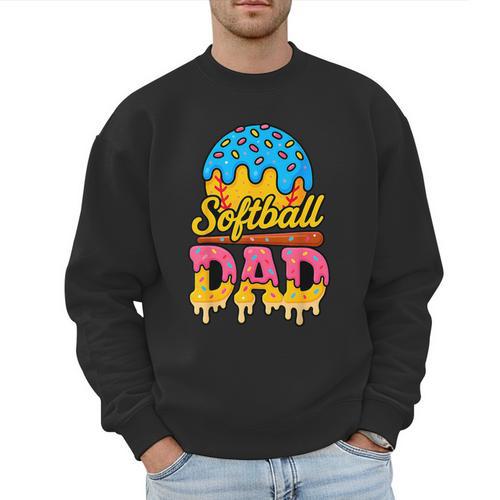Retro Ice Cream Drip Softball Dad Game Day Dad Father's Day Men Sweatshirt - Father's Day Fun
