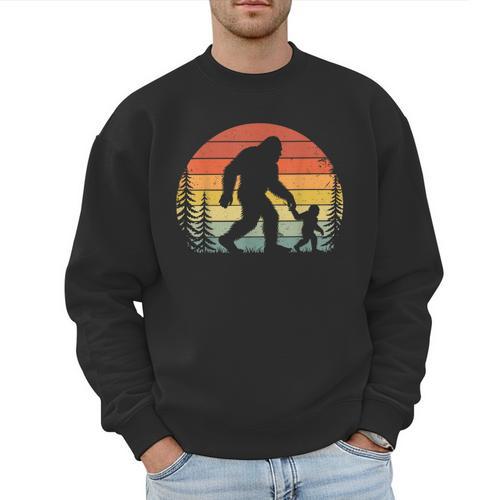 Retro Vintage Bigfoot Dad Fathers Day Father Son Matching Men Sweatshirt - Father's Day Fun
