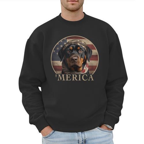 Rottie Dog Mom Dad 'Merica Rottweiler Men Sweatshirt - Father's Day Fun