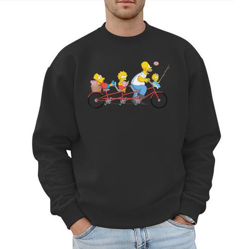 The Simpsons Father's Day Homer And Kids Bike Ride With Dad Men Sweatshirt - Father's Day Fun