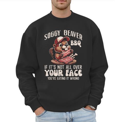 Soggy Beaver Bbq Barbecue Grill Master Humor Dad Men Men Sweatshirt - Father's Day Fun