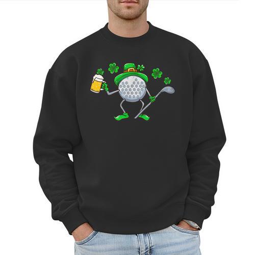 St Patricks Day Golf Golfing Irish Golfer Beer Humor Men Dad Men Sweatshirt - Father's Day Fun