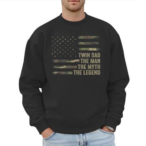 Twin Dad Camo USA Flag Twin Dad The Man The Myth The Legend Men Sweatshirt - Father's Day Fun
