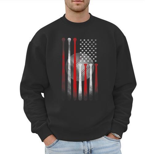 Vintage Baseball American Flag Classic Fit Tee For Dad And Mom Men Sweatshirt - Father's Day Fun