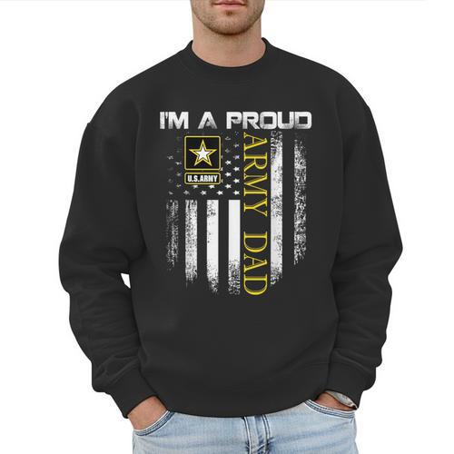 Vintage I'm A Proud Army Dad With American Flag Men Sweatshirt - Father's Day Fun