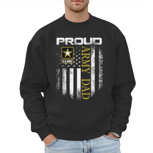 Vintage Proud Army Dad With American Flag Men Sweatshirt - Father's Day Fun