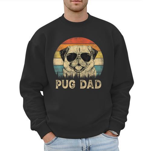 Vintage Pug Dad Dog Lovers Father's Day Tee Men Sweatshirt - Father's Day Fun