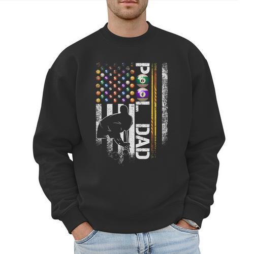 Vintage USA Flag Billiards Player Proud Pool Dad Men Sweatshirt - Father's Day Fun