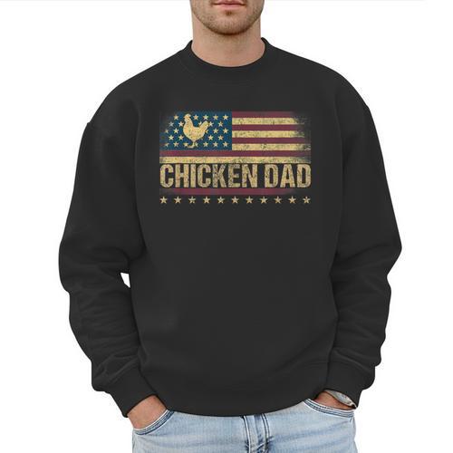 Vintage USA Flag Chicken Dad Stars Men Sweatshirt - Father's Day Fun