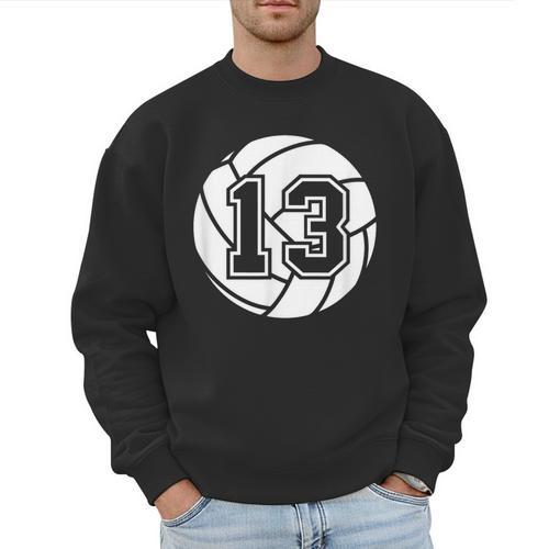 Volleyball Player 13 Volleyball Mom Dad Jersey Number 13 Men Sweatshirt - Father's Day Fun