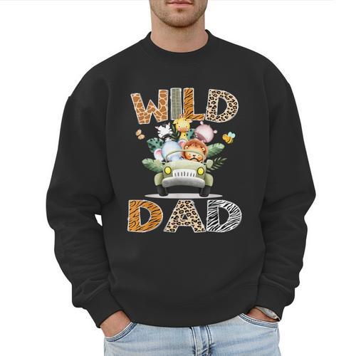 Wild Dad 1St Birthday Safari Jungle Animal Truck Men Sweatshirt - Father's Day Fun