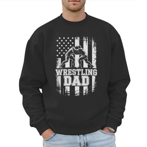 Wrestling Dad US Flag Fathers Day Wrestling Fans Men Sweatshirt - Father's Day Fun