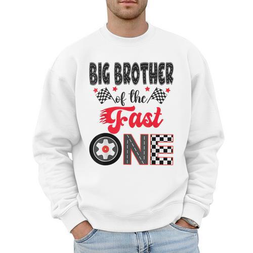 Big Brother Of The Fast One Car Racing Dad 1St Birthday Boy Men Sweatshirt - Father's Day Fun