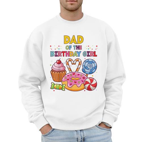 Dad Of The Birthday Girl Candyland Colorful Lollipop Party Men Sweatshirt - Father's Day Fun