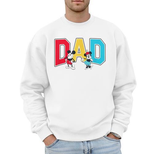 Disney Mickey And Friends Mickey Minnie Dad Collegiate Logo Men Sweatshirt - Father's Day Fun