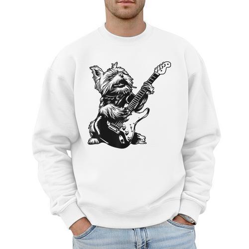 Dog Guitarist Guitar Yorkie Dad Mom For Men Women Men Sweatshirt - Father's Day Fun