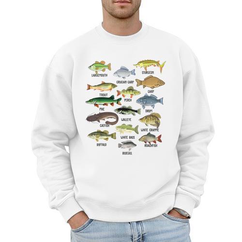 Fishing-Shirt Types Of Freshwater Bass Fish Dad Jokes Men Sweatshirt - Father's Day Fun