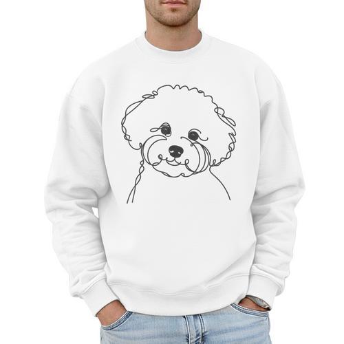 Line Art Dad Mom Dog Bichon Frise Men Sweatshirt - Father's Day Fun