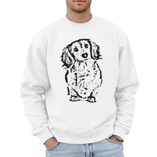 Long Hair Dachshund Lover Doxie Mom Dad Cute Wiener Dog Small Men Sweatshirt - Father's Day Fun