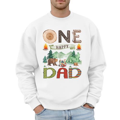 One Happy Dad Camper 1st Birthday Boy Camping Bear Men Sweatshirt - Father's Day Fun