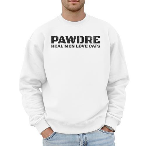 PAWDRE Real Men Love Cats Feline Father Cat Dad Men Sweatshirt - Father's Day Fun
