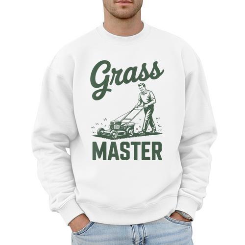 Push Lawn Mower Legend Grass Master Dad Mowing Men Sweatshirt - Father's Day Fun