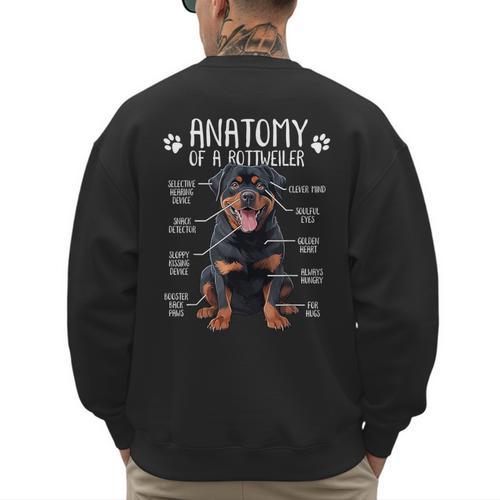 Anatomy Rottweiler Dog Owner Rottie Dad Mom Pet Lover Men's Sweatshirt Back Print - Father's Day Fun