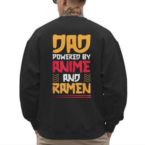 Anime Fathers Day Japanese Manga Otaku Kawaii Anime Dad Men's Sweatshirt Back Print - Father's Day Fun