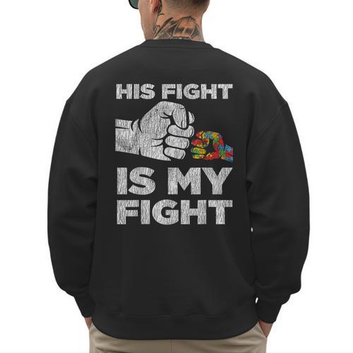 Autism Awareness Mom Dad Parents Autistic Kids Awareness Small Men's Sweatshirt Back Print - Father's Day Fun