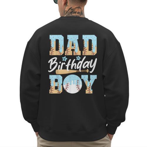 Baseball Ice Cream Drip Dad Of The Birthday Boy Baseball Men's Sweatshirt Back Print - Father's Day Fun