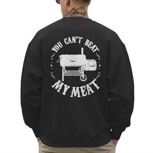 BBQ Pit Reverse Flow Smoker Accessory Dad Grill Men's Sweatshirt Back Print - Father's Day Fun