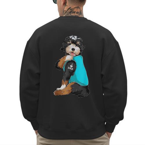 Bernedoodle I Love Dad Tattoo Apparel Dog Dad Dads Men's Sweatshirt Back Print - Father's Day Fun